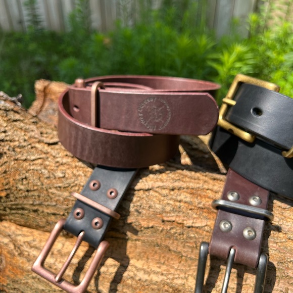 Small batch individually handmade 14oz leather belt. 1 1/4 and 1 1/2 inch width. - Picture 4 of 8